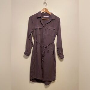 BILLY T Button-Front Shirt Dress in Dusty Plum. Size XSP